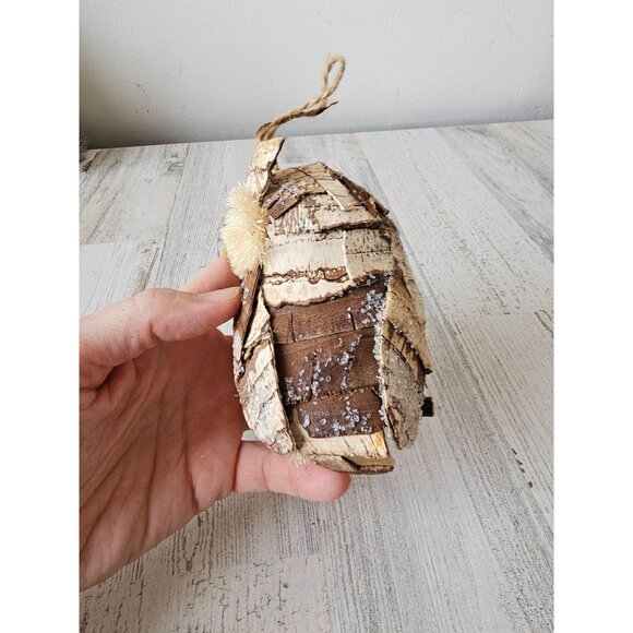 Sisal owl ornament bottle brush bird life like wood - Picture 3 of 9